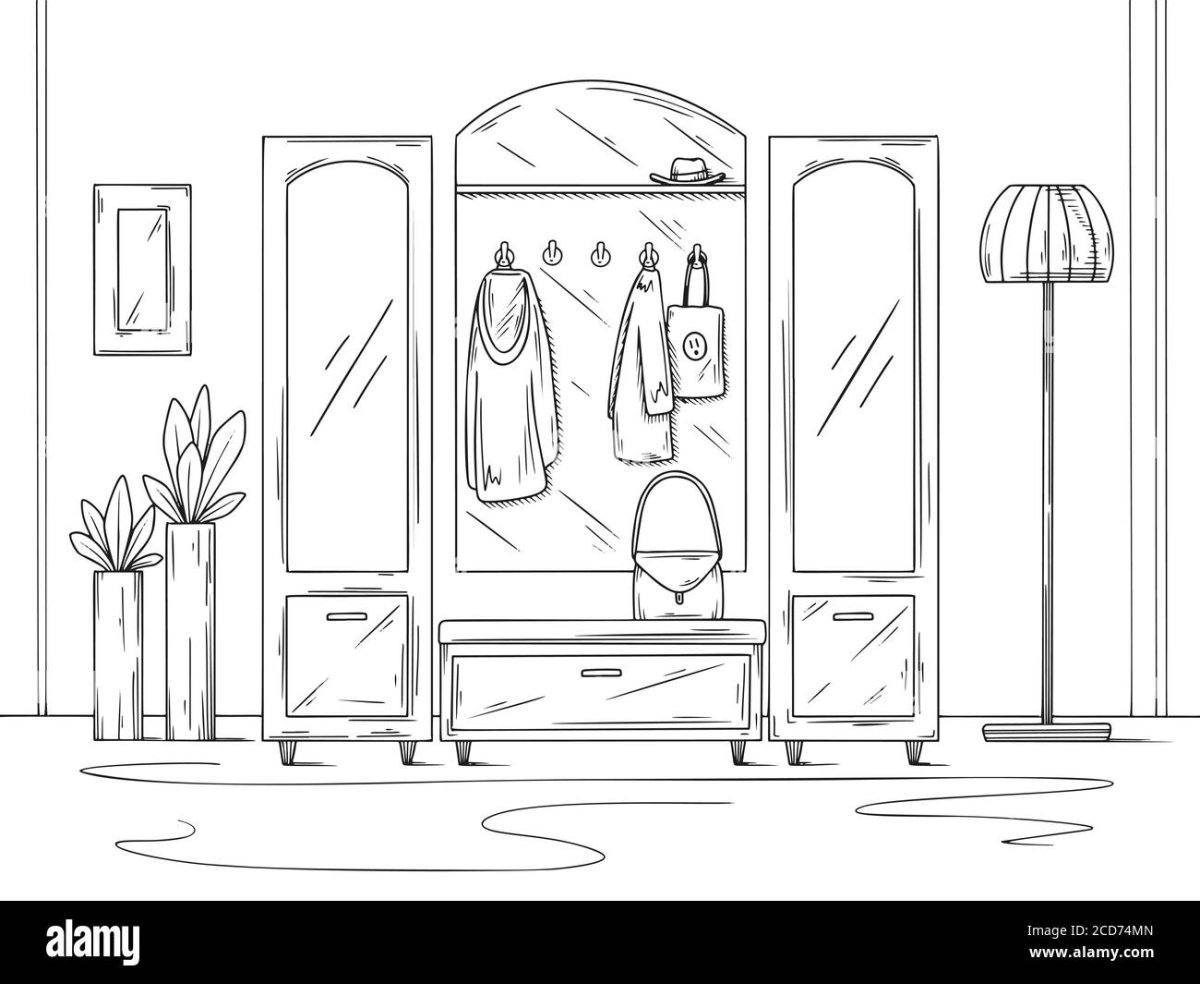 Раскраска прихожая комната