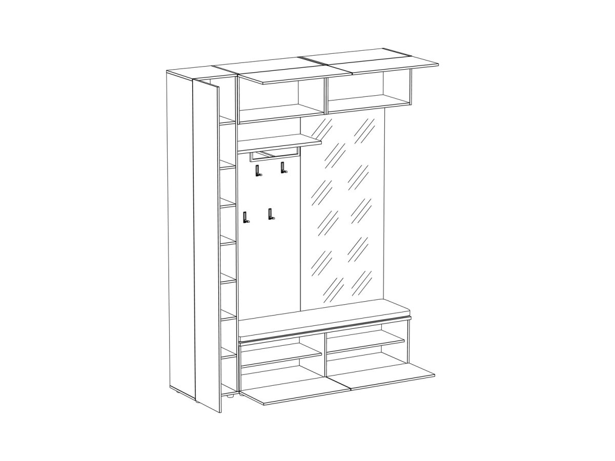 Эскиз прихожей с открытой вешалкой
