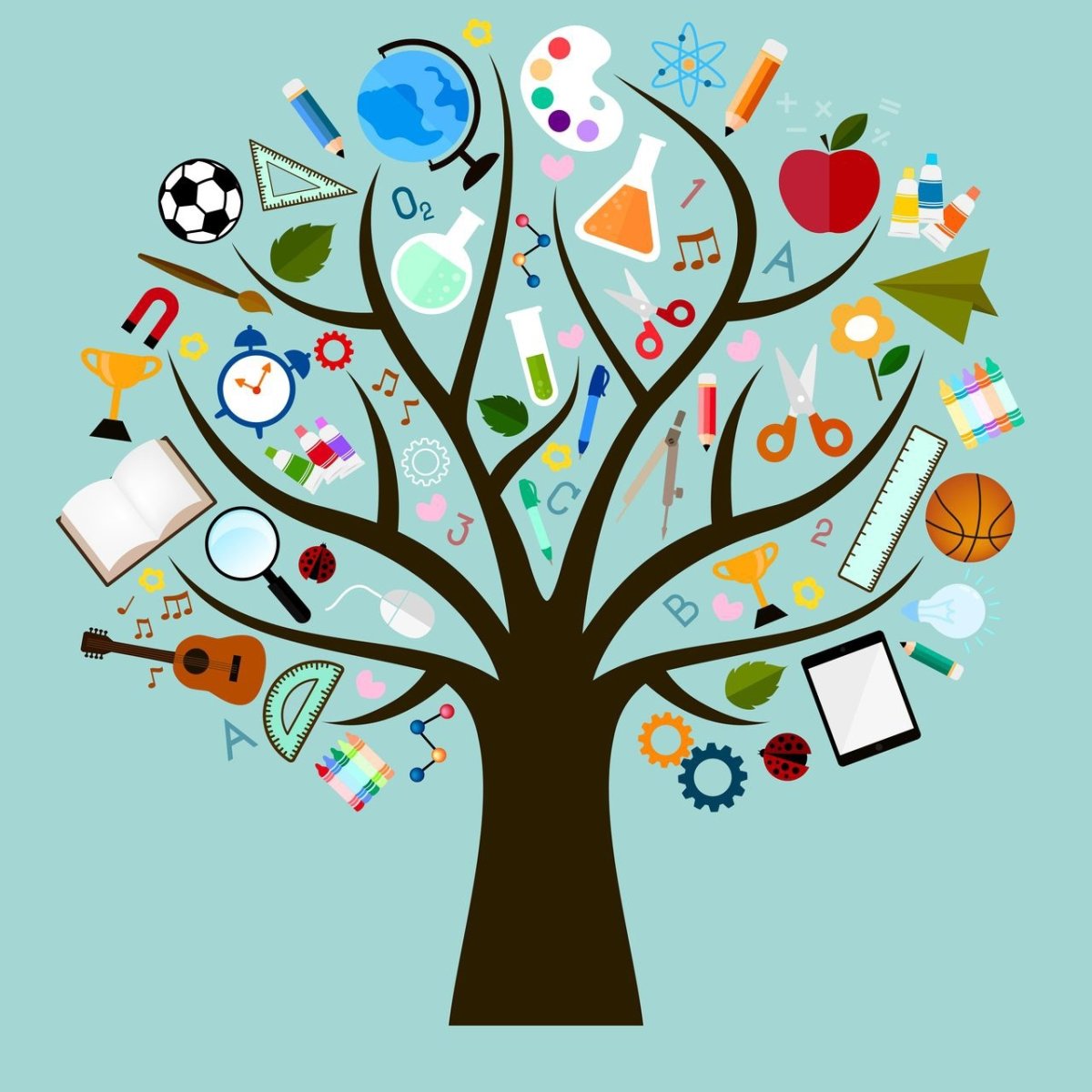 Рисованное дерево знаний на книгах