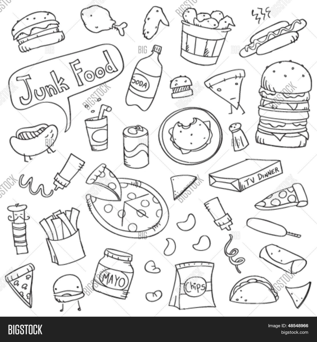 Стикеры для раскрашивания еда