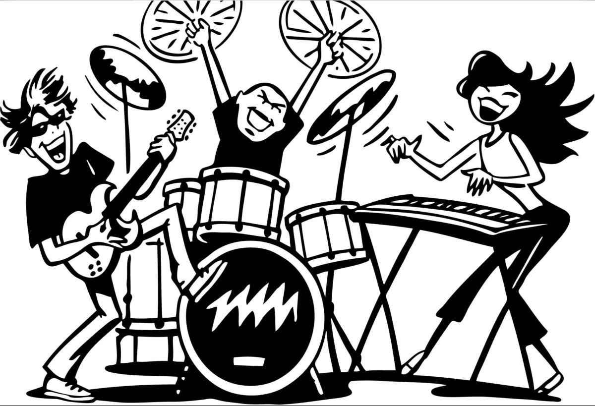 Линейные рисунки музыкантов