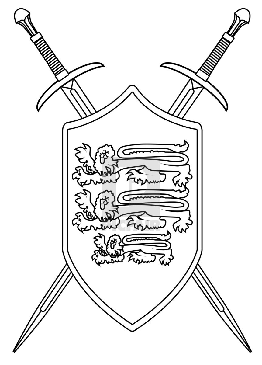 Щит и меч раскраска