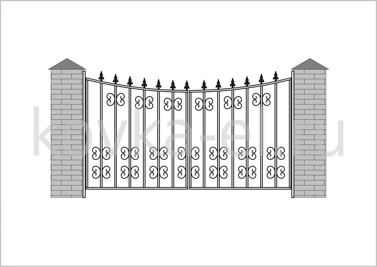 Ворота индивидуальные распашные металлические 5060х5700
