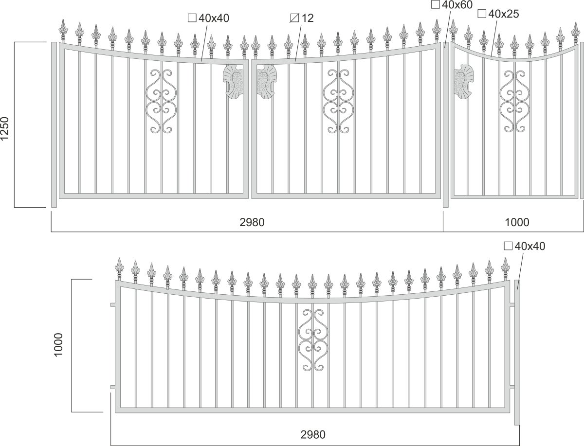 Кованые ворота ССФ кв 84