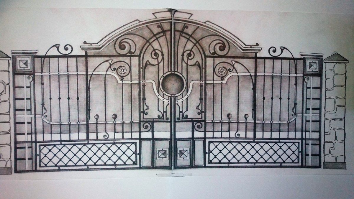 Эскиз современных кованных ворот