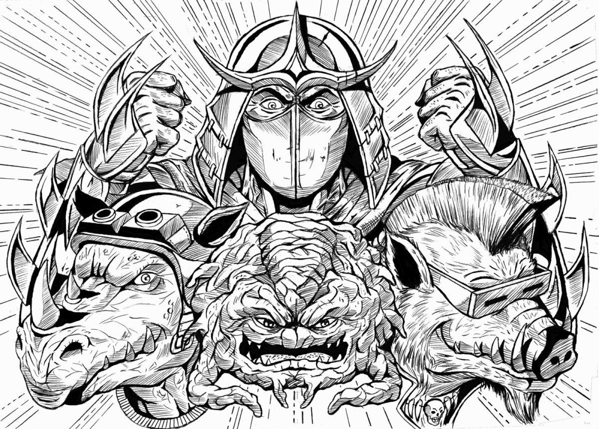 Шреддер Черепашки ниндзя чб