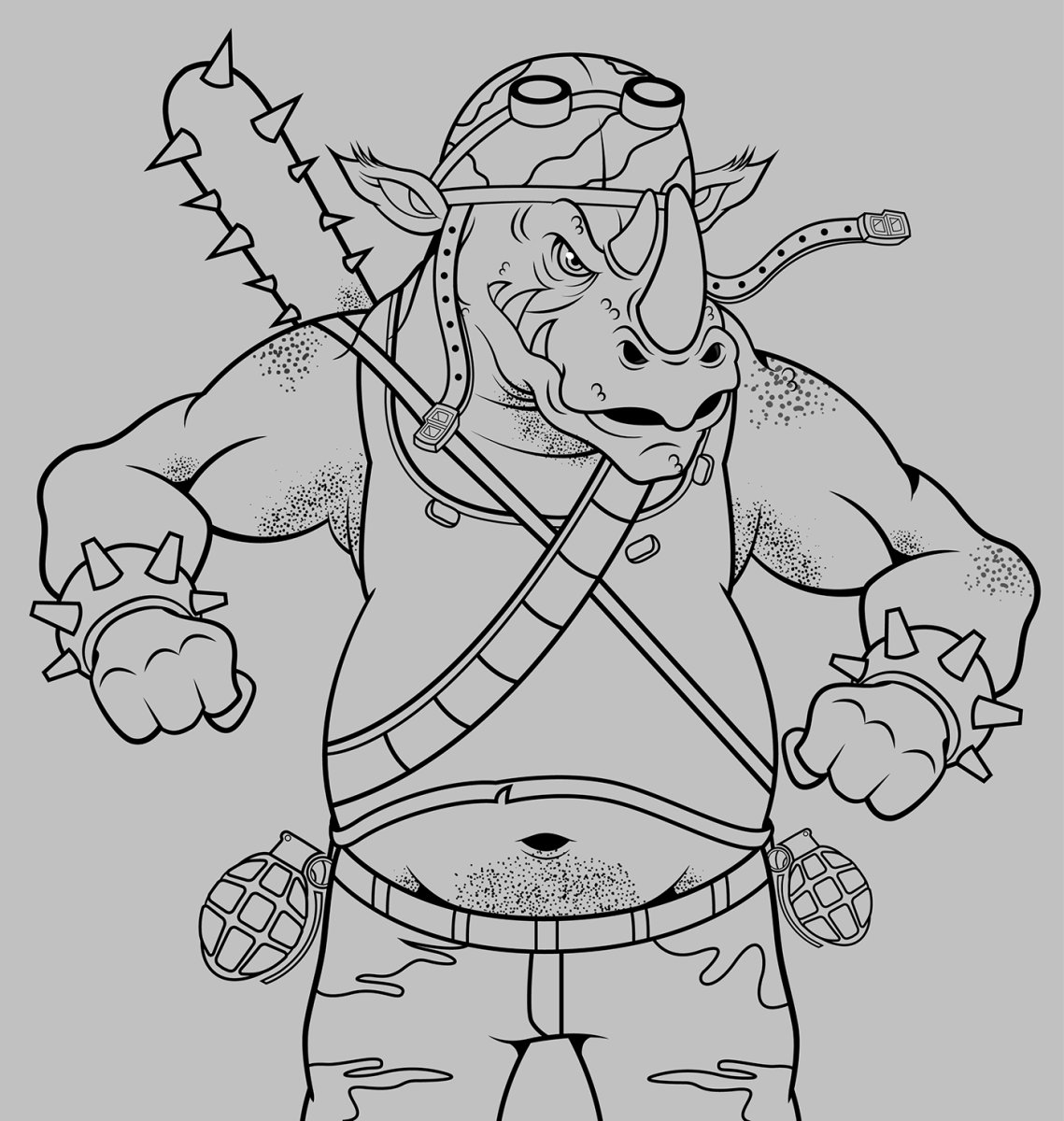 Раскраска Черепашки ниндзя Бибоп и рокстеди