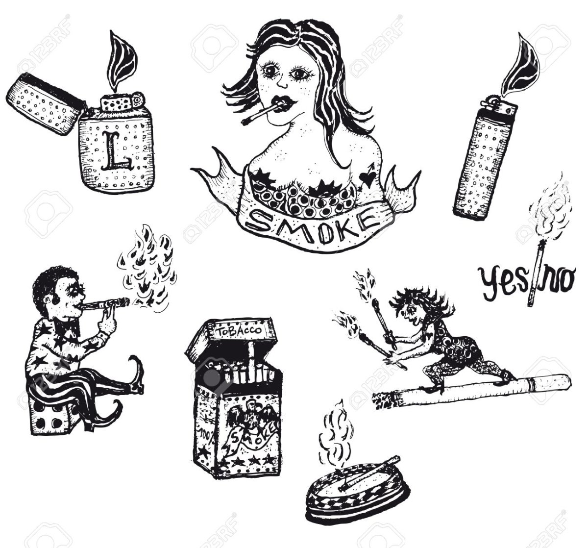 Эскизы тату сигареты