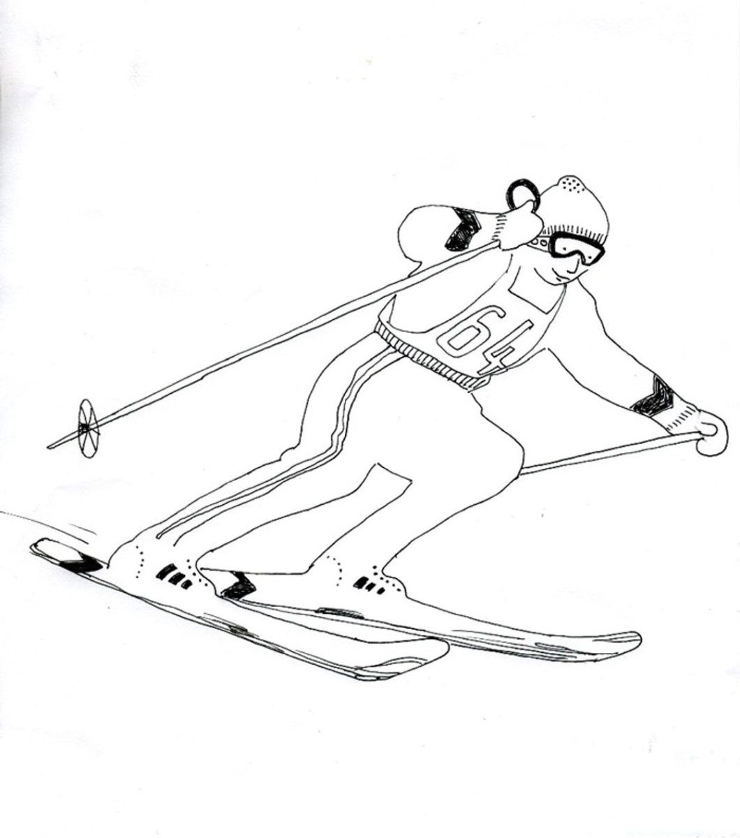 Рисунок лыжника карандашом