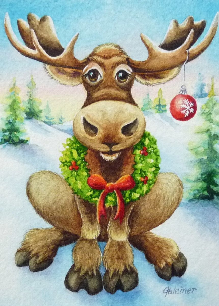 Смешной олень рисунок