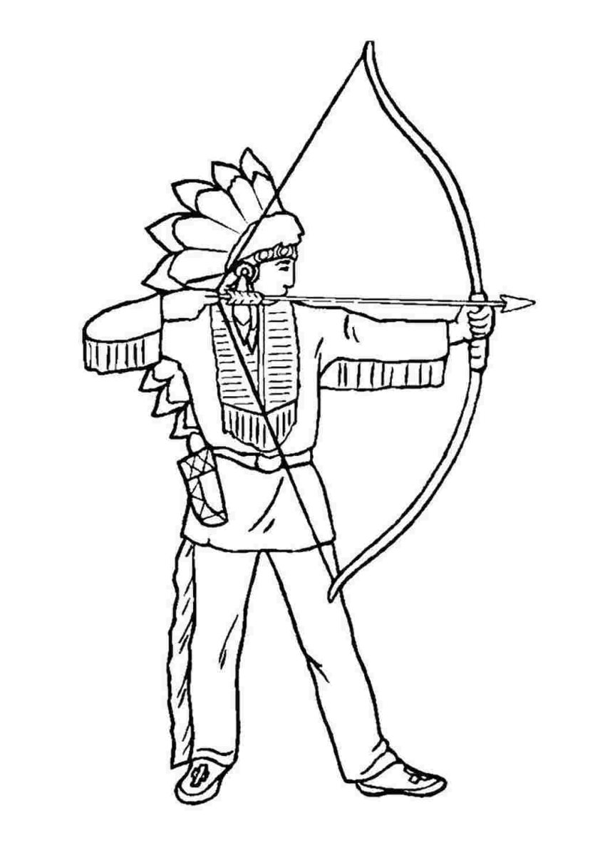 Индеец раскраска для детей