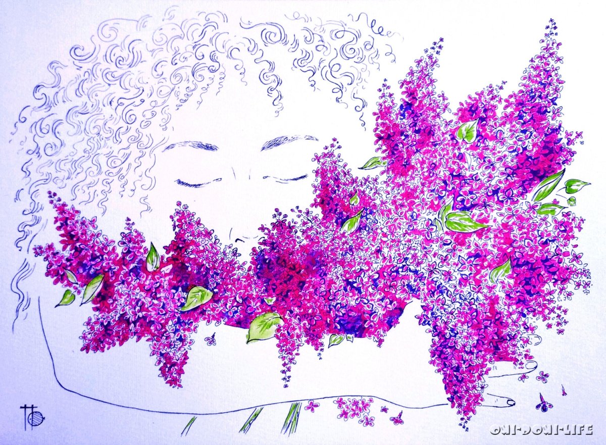 Эскиз для вышивки сирени