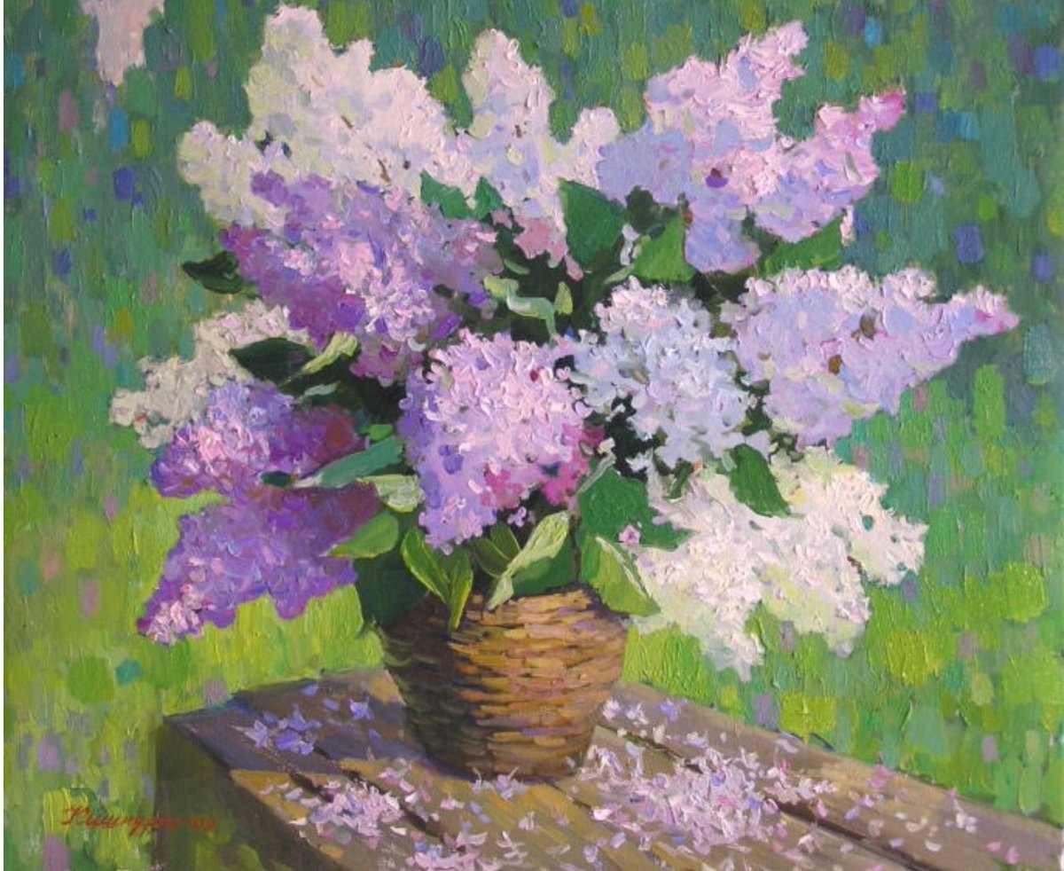 Сирень ватными палочками