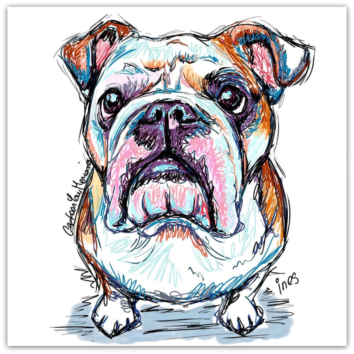 Бульдог карандашом