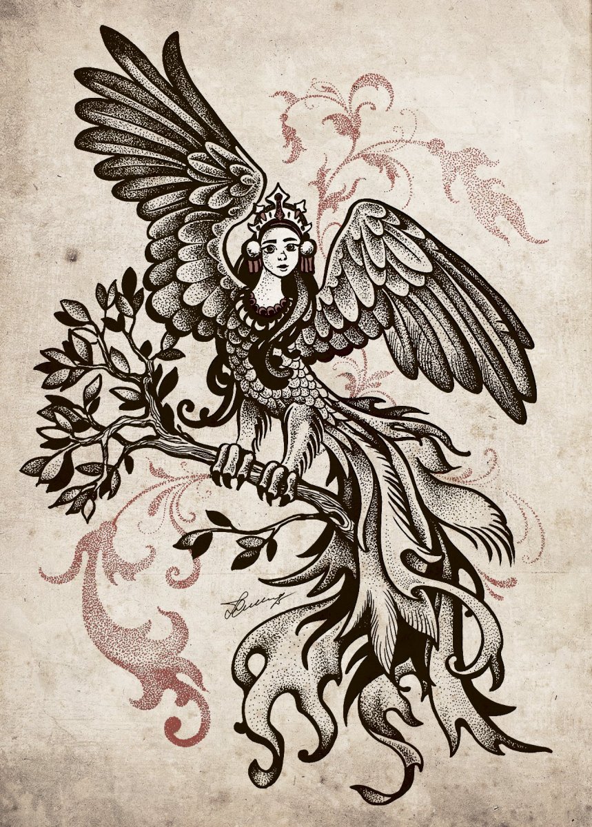 Сирин алконост Гамаюн вектор