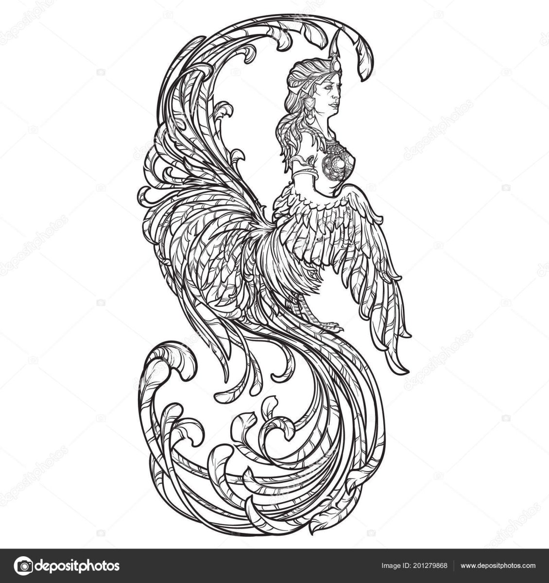 Алконост Сирин контур