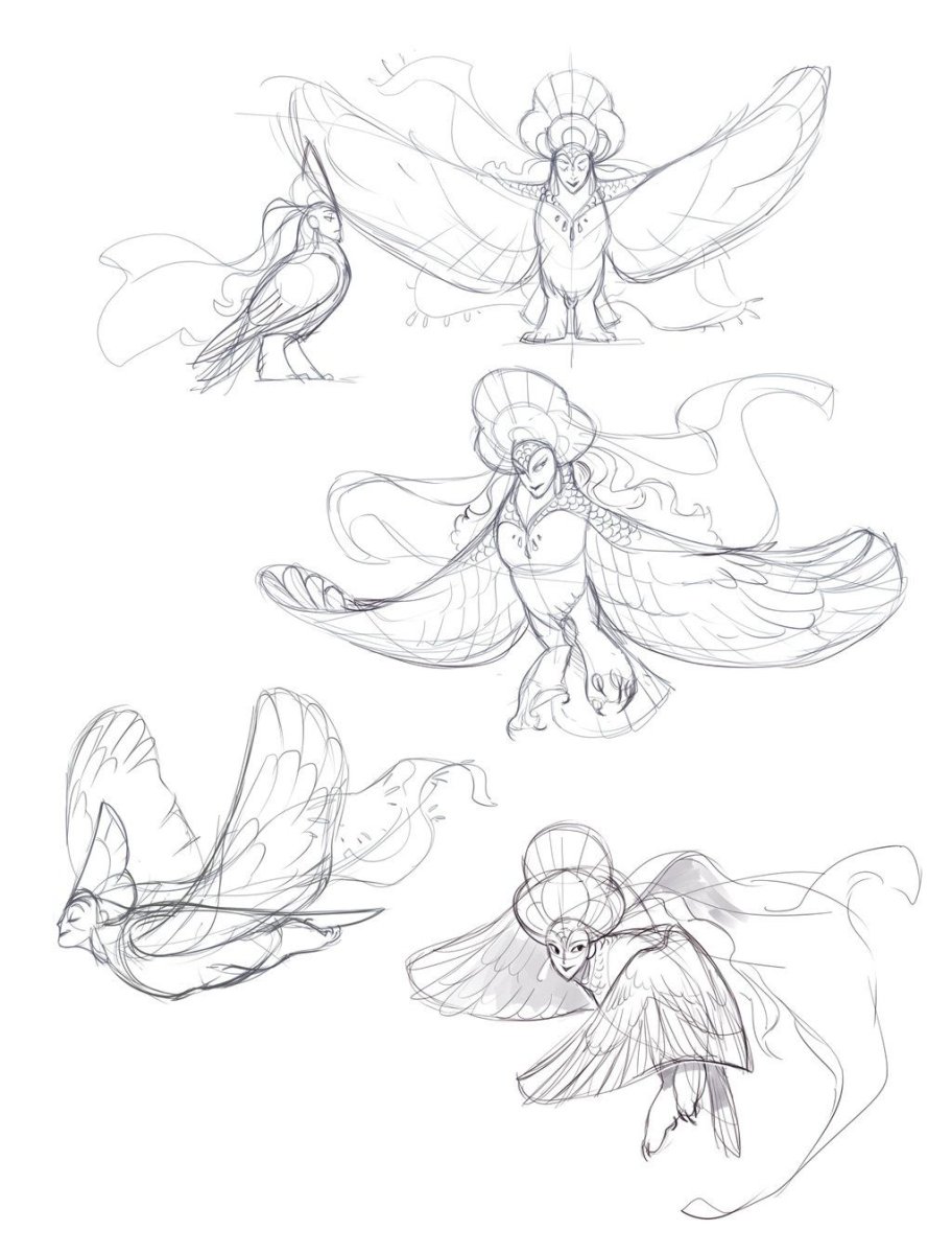 Птица Сирин гуашь