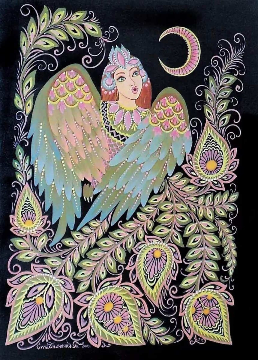 Птица Сирин витраж