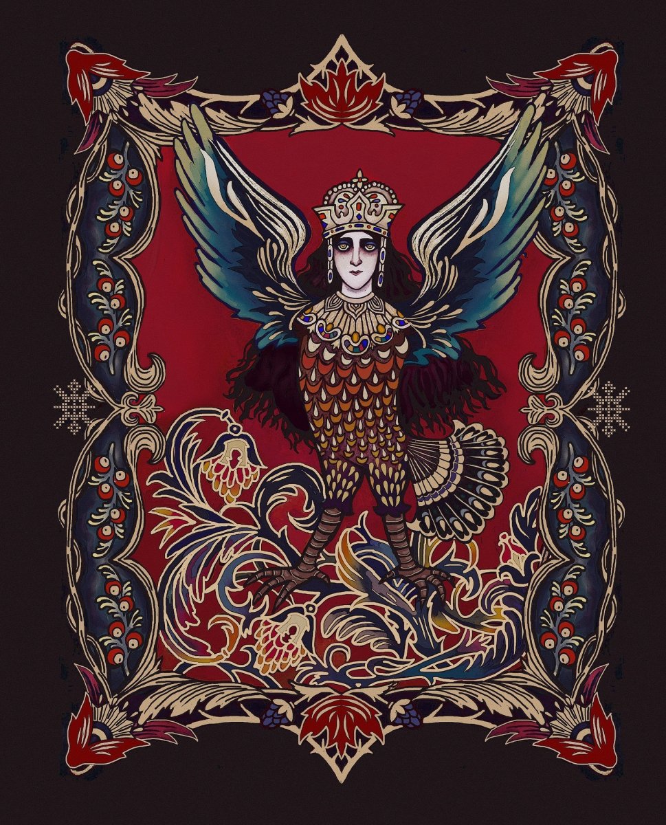 Сказочная птица с человечьей головой