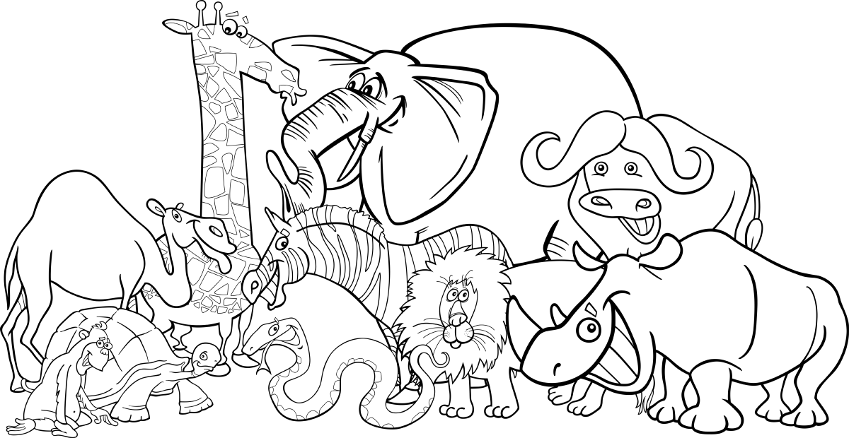Раскраска животные саванны для детей