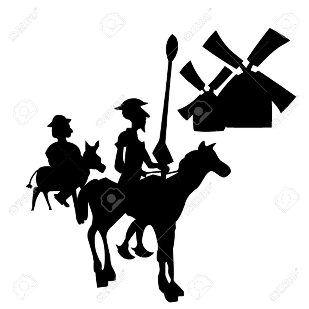 Дон Кихот и Санчо Панса Ветряные мельницы