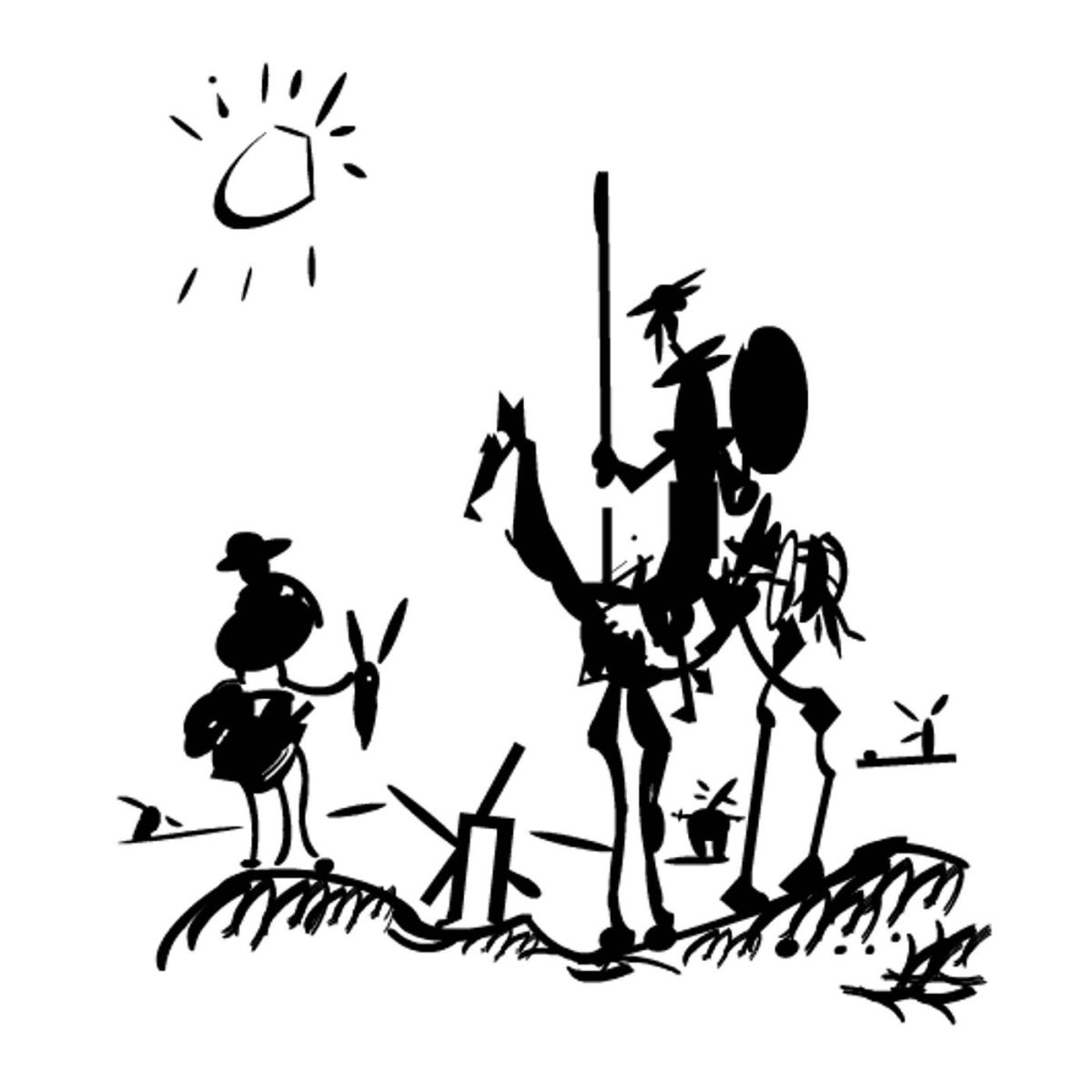 Дон Кихот рисунок линией