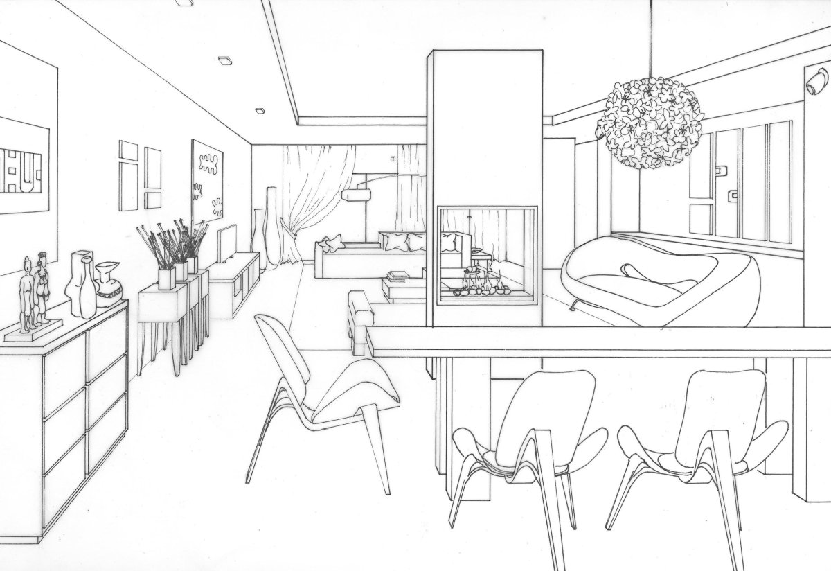 Раскраска интерьер комнаты