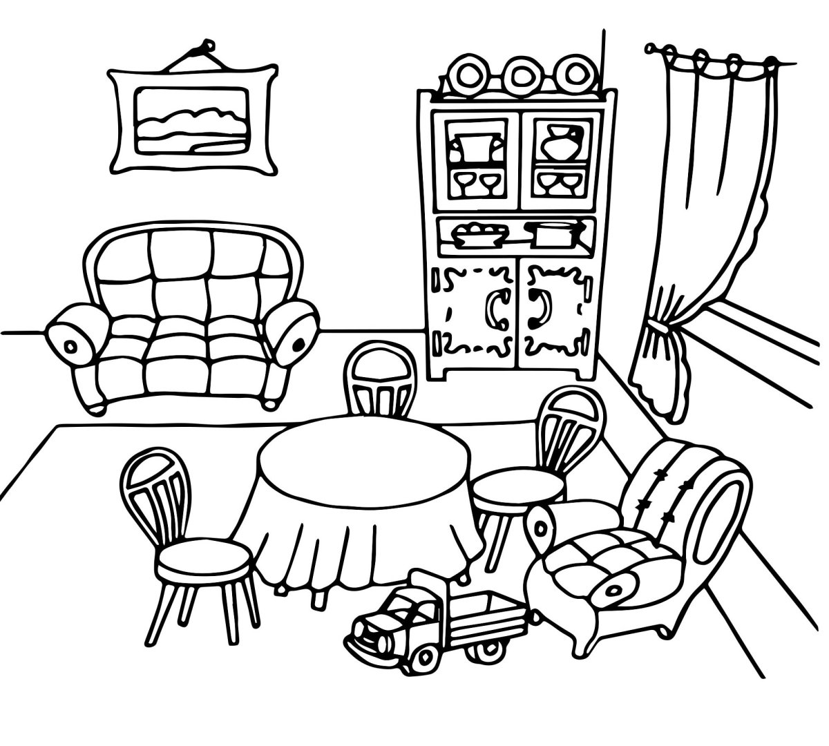 Раскраска интерьер