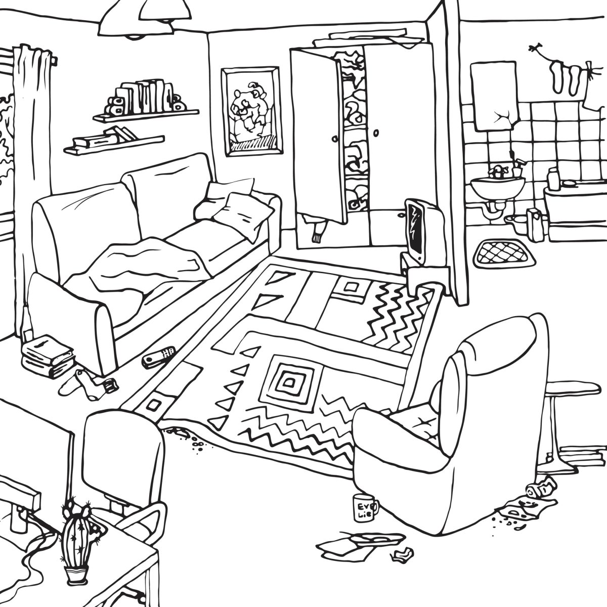 Раскраска интерьер