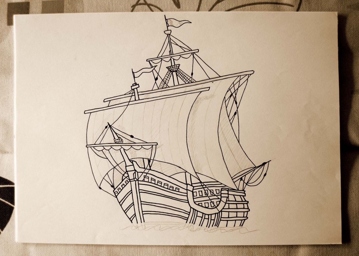 Каравелла корабль рисунок