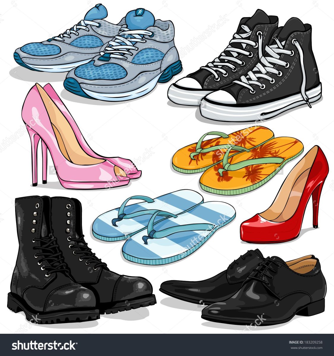 Одежда и обувь на белом фоне