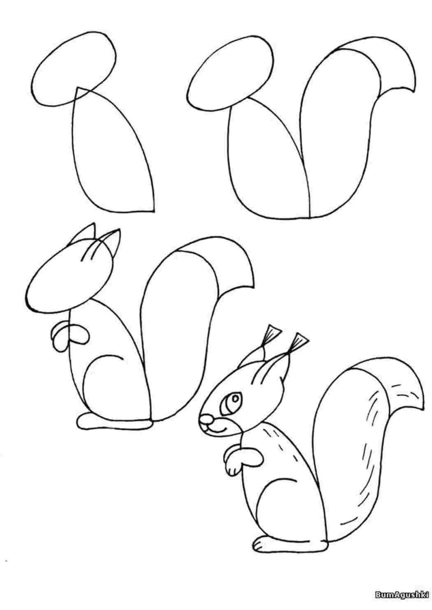 Как рисовать белку поэтапно для детей