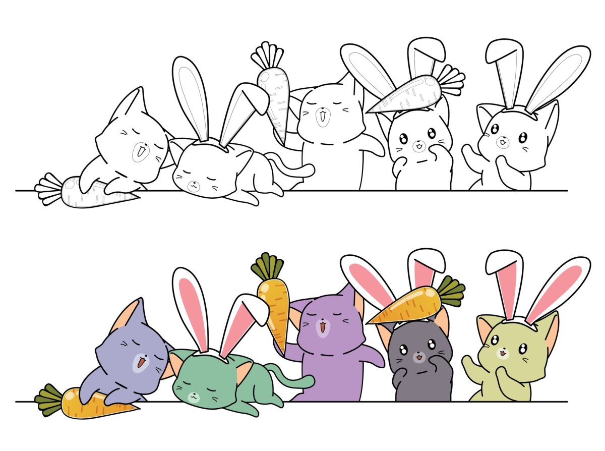 Рисуем зайку и котика