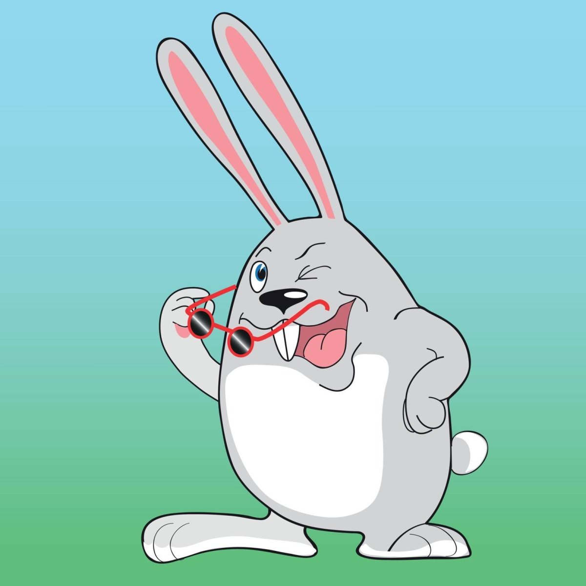 Лежащий мультяшный зайчик
