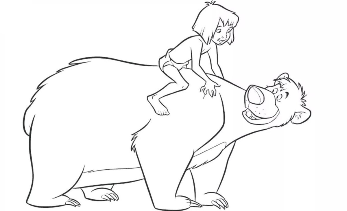 Раскраска Маугли Шерхан и табаки