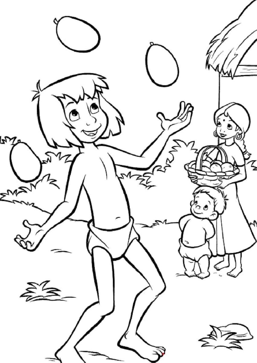 Маугли картинки раскраски