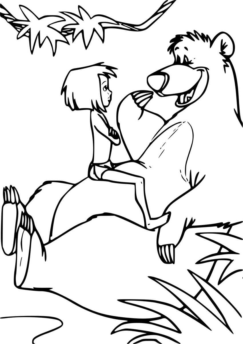Раскраска Маугли и животных для детей