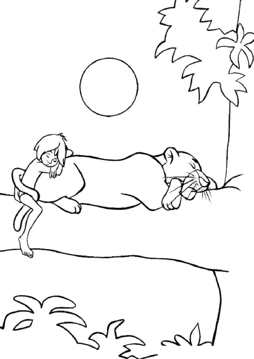 Раскраска Маугли Багира