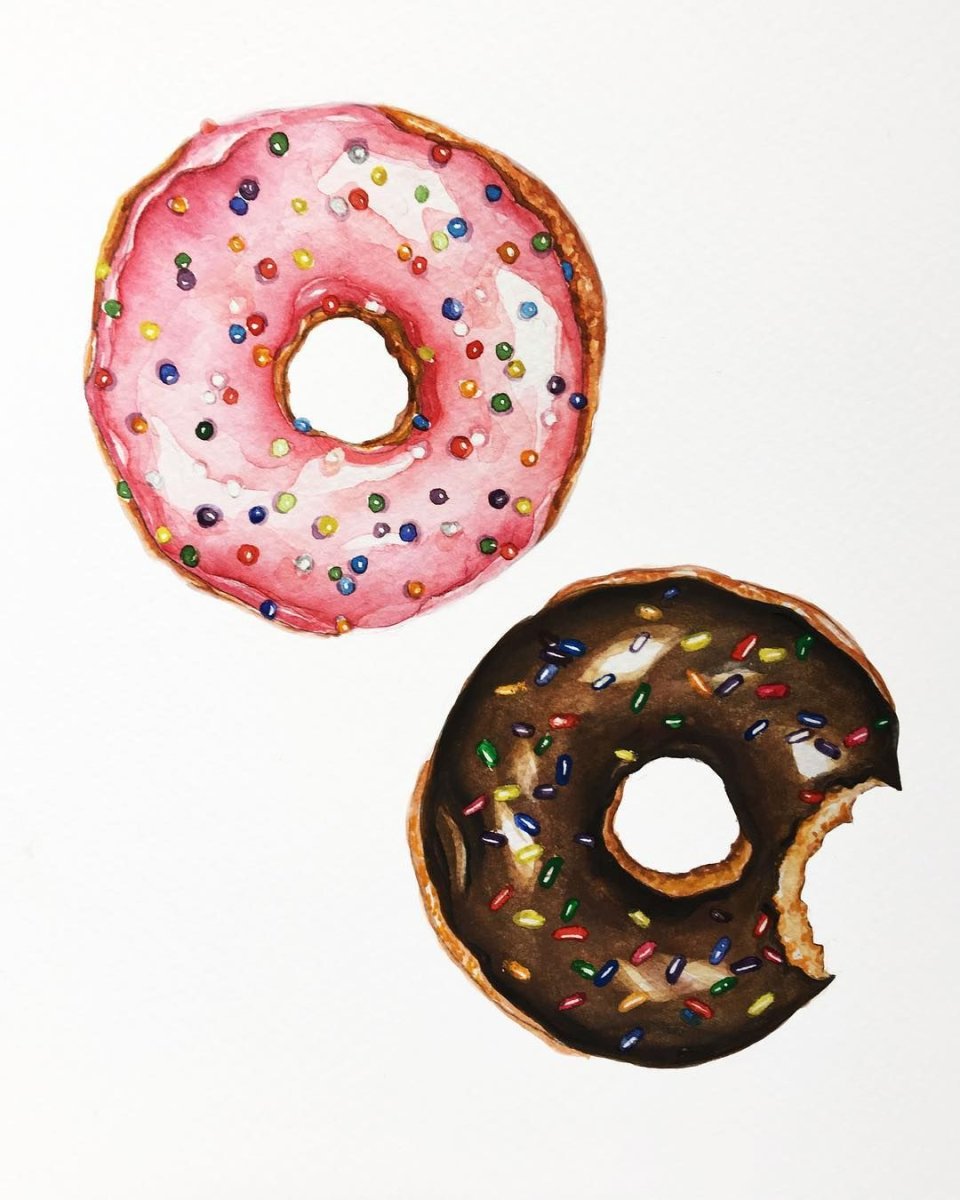 Пончики акварелью