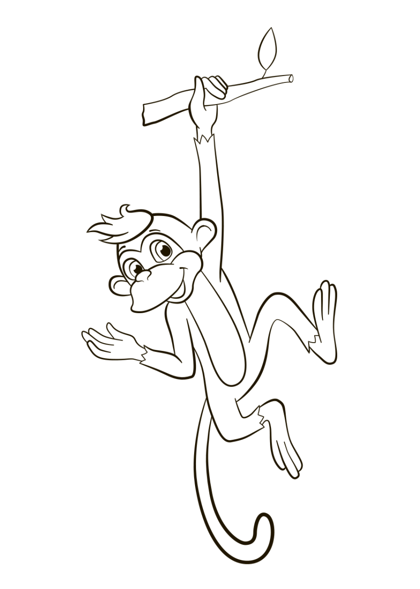 Обезьянка рисунок черно белый