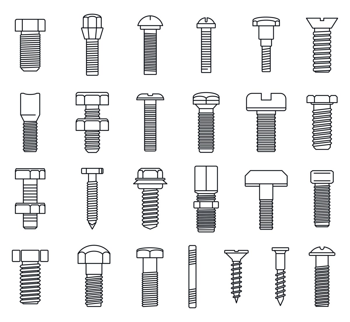 Шурупы гайки болты трафарет