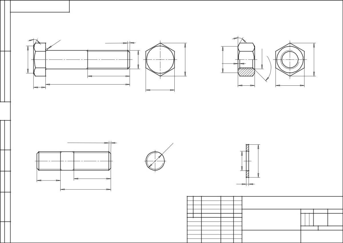 Болты гайки шурупы эскиз
