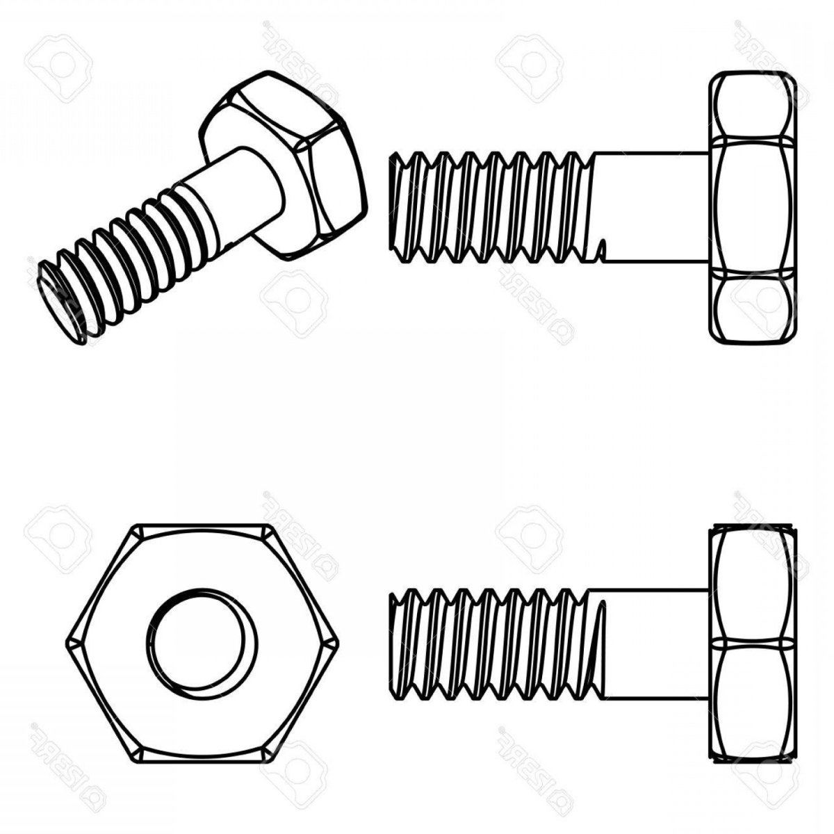 Гайка болт вектор 3д