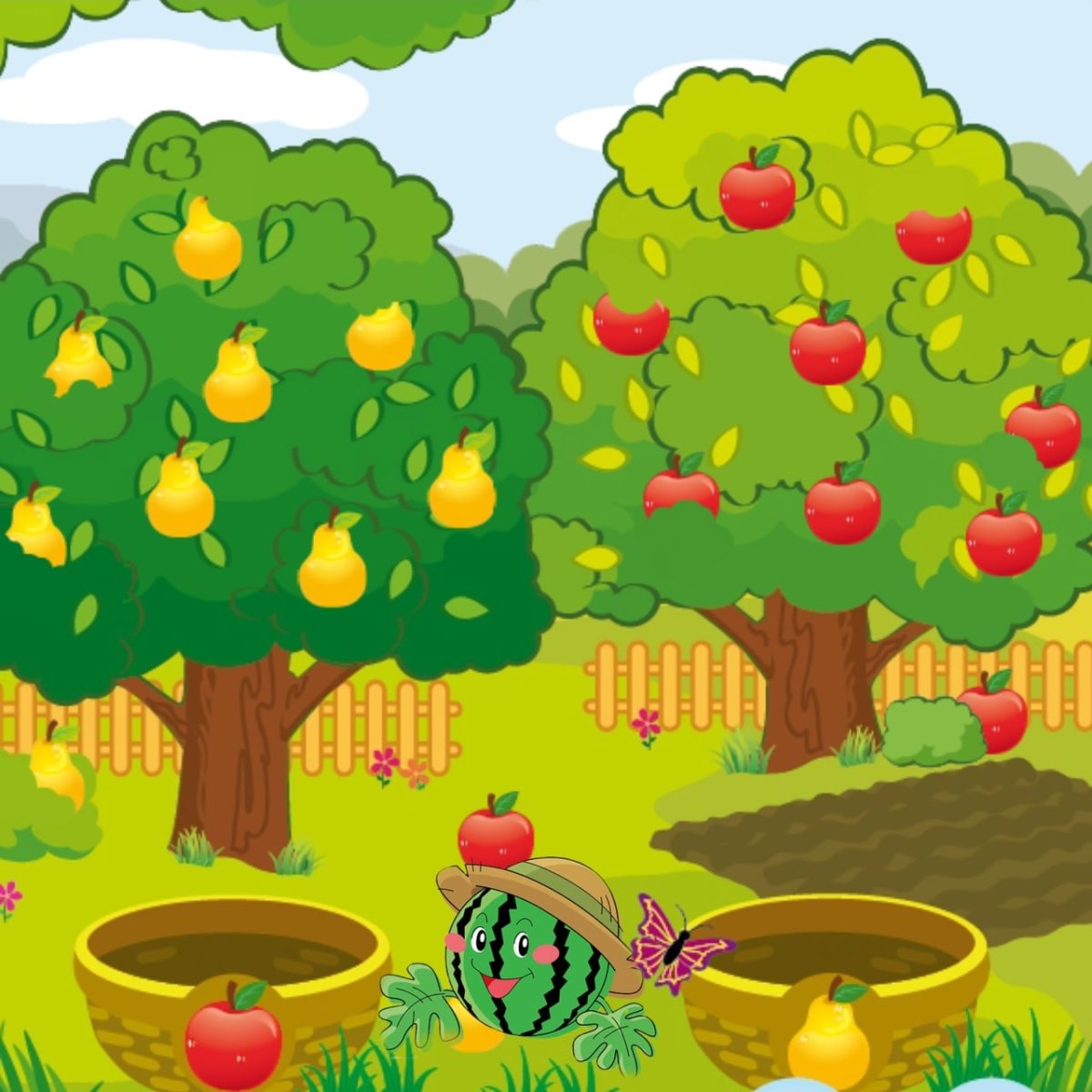 Сад с фруктами для детей
