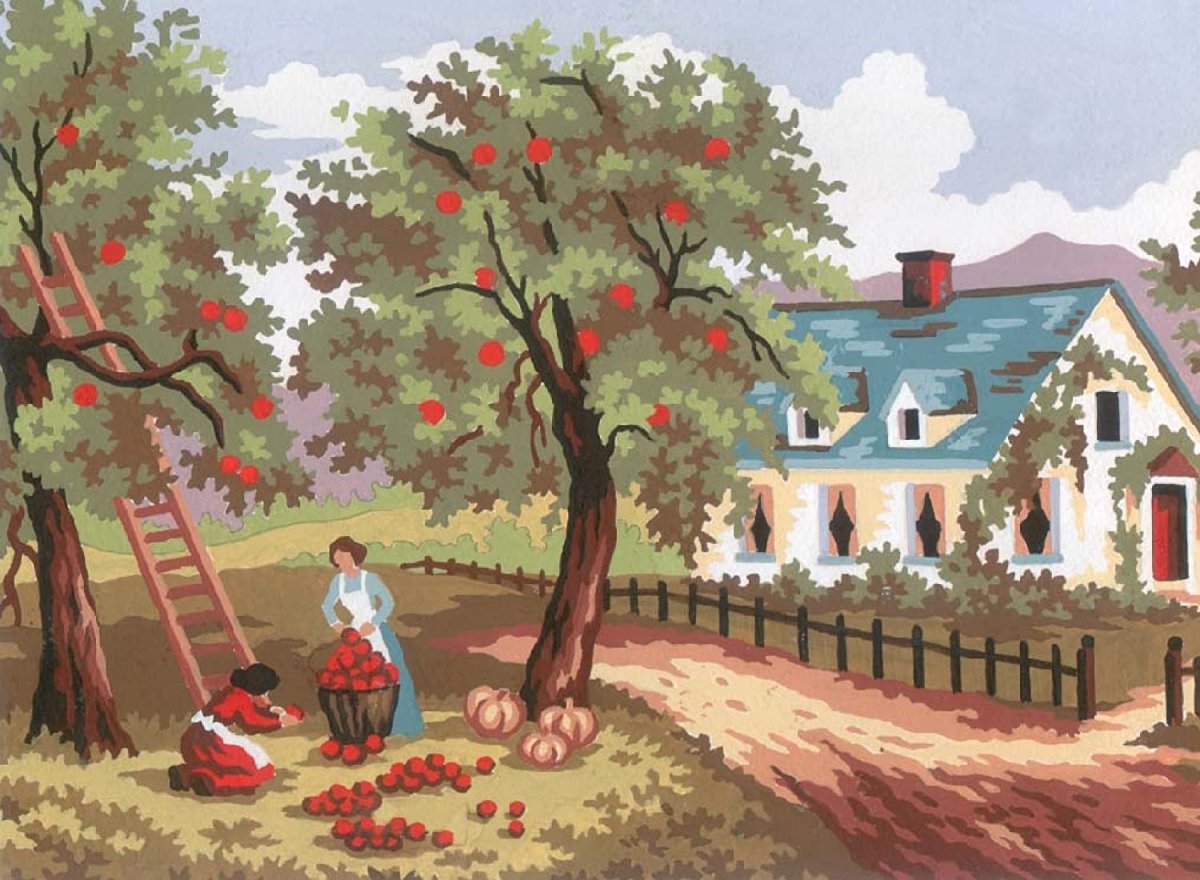 Сбор урожая гуашь