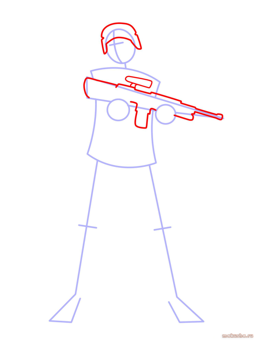 Солдат с автоматом рисунок