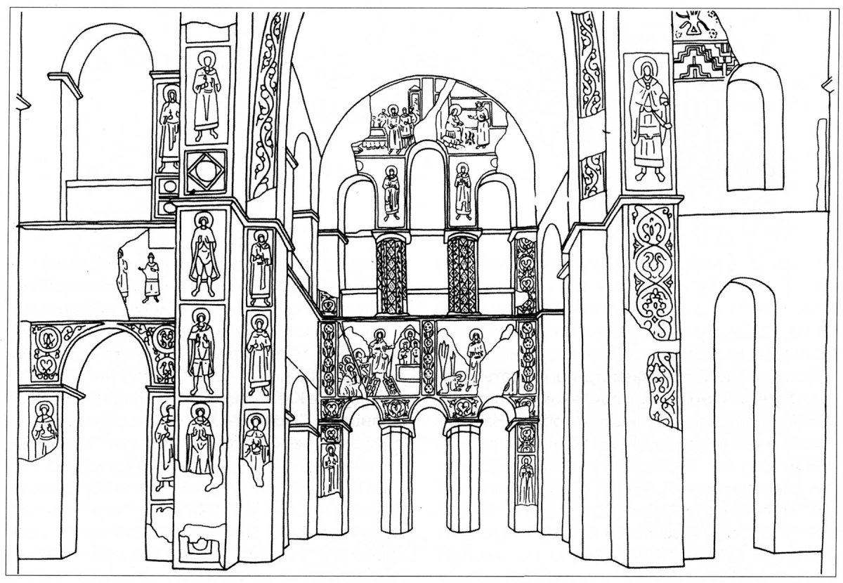 Рисунок храма Софийского собора в Великом Новгороде
