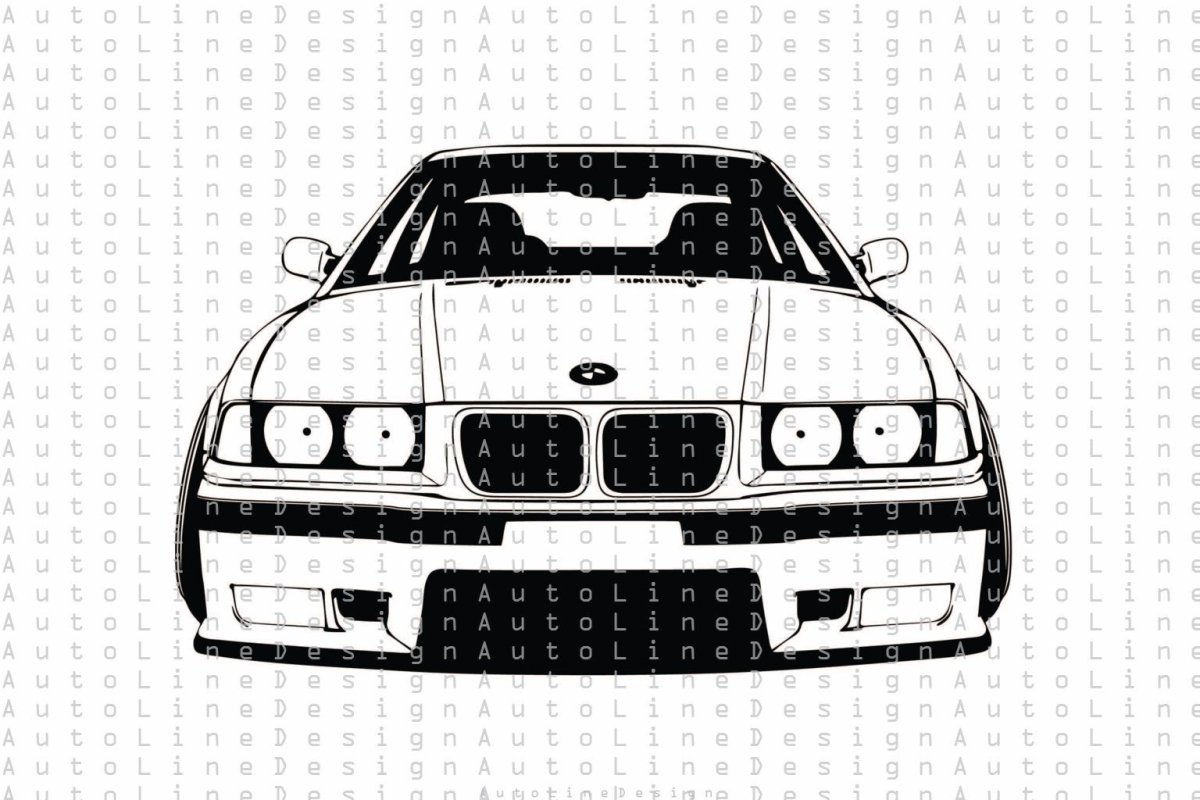 BMW e36 вектор чб седан