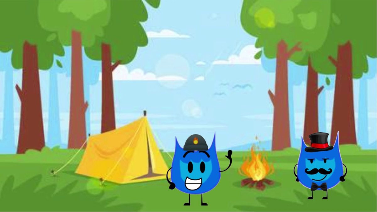 Дети у костра в лесу