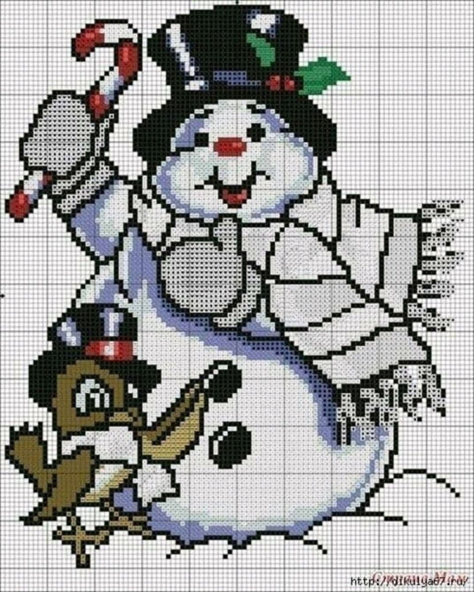 Вышивка Снеговик